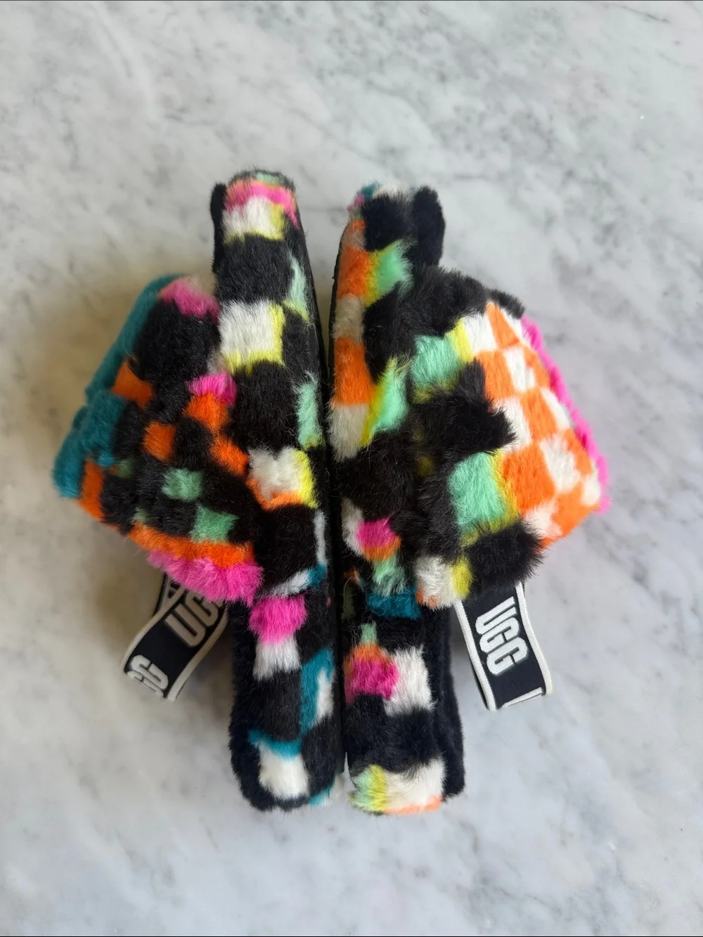 Ugg Kids Fluff Yeah Checkered Slippers
